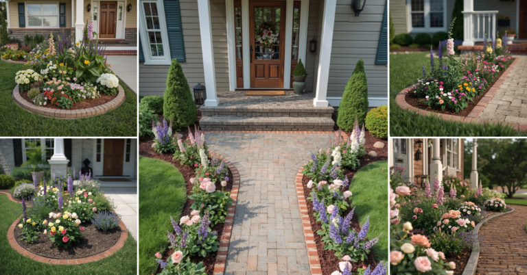 Romantic Front Yard Flower Bed Ideas with Cottage Garden Blooms & Front Entry Landscaping Tips